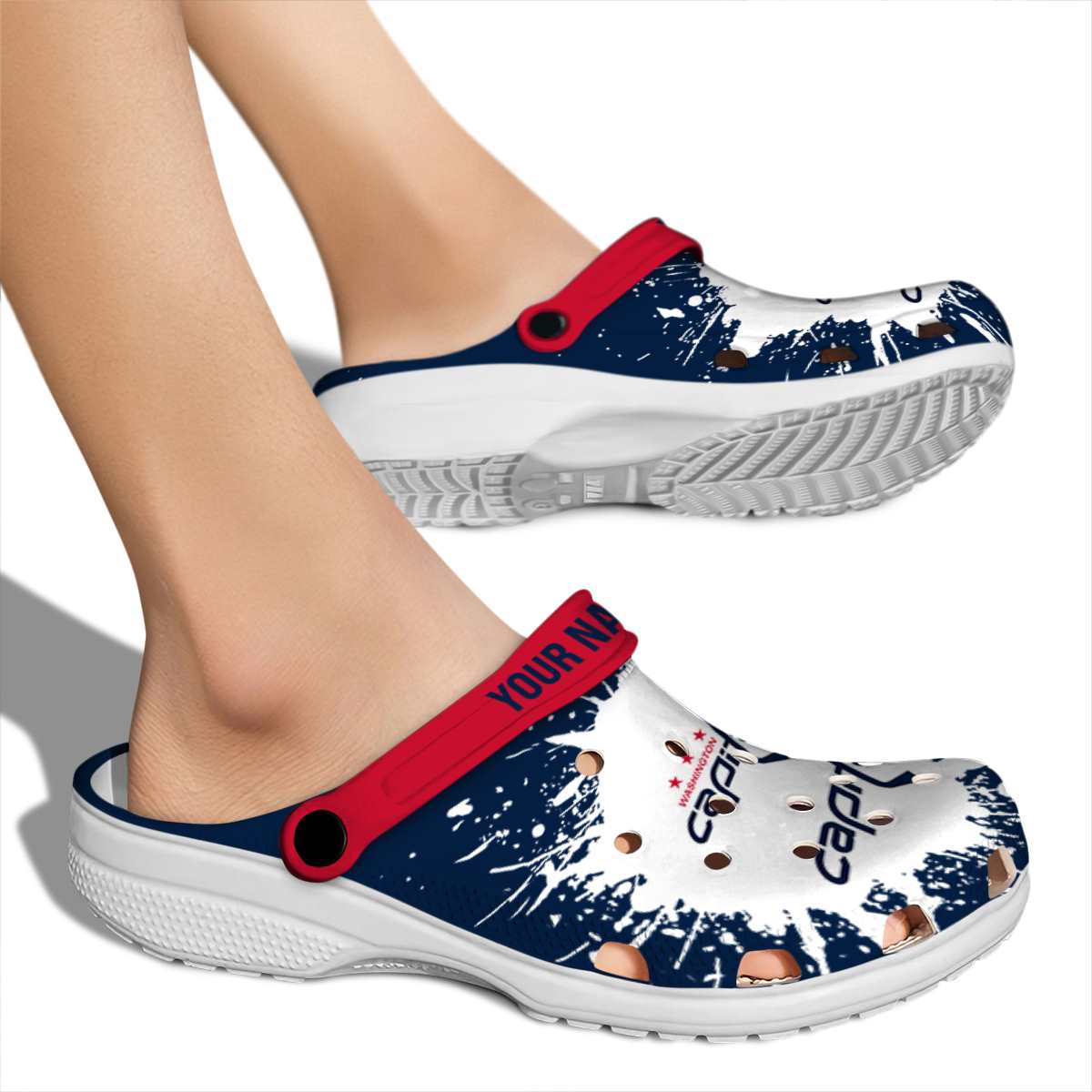 Merchidea Washington Capitals NHL Sport Crocs Crocband Clogs Shoes Comfortable For Men Women and Kids