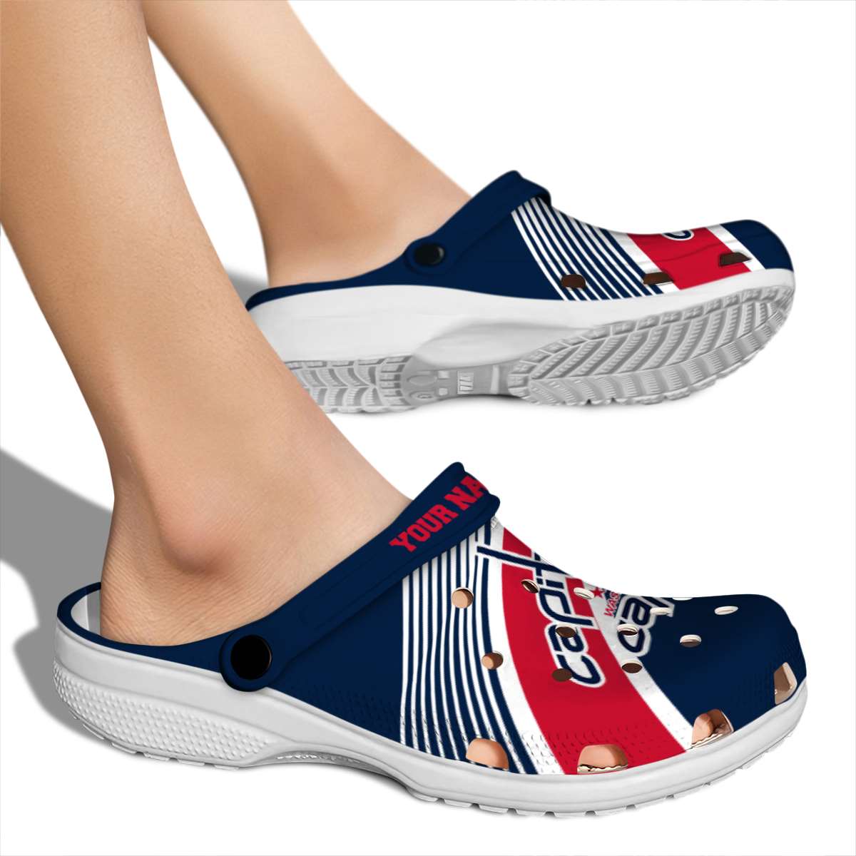 Merchidea Washington Capitals NHL Sport Crocs Crocband Clogs Shoes Comfortable For Men Women and Kids