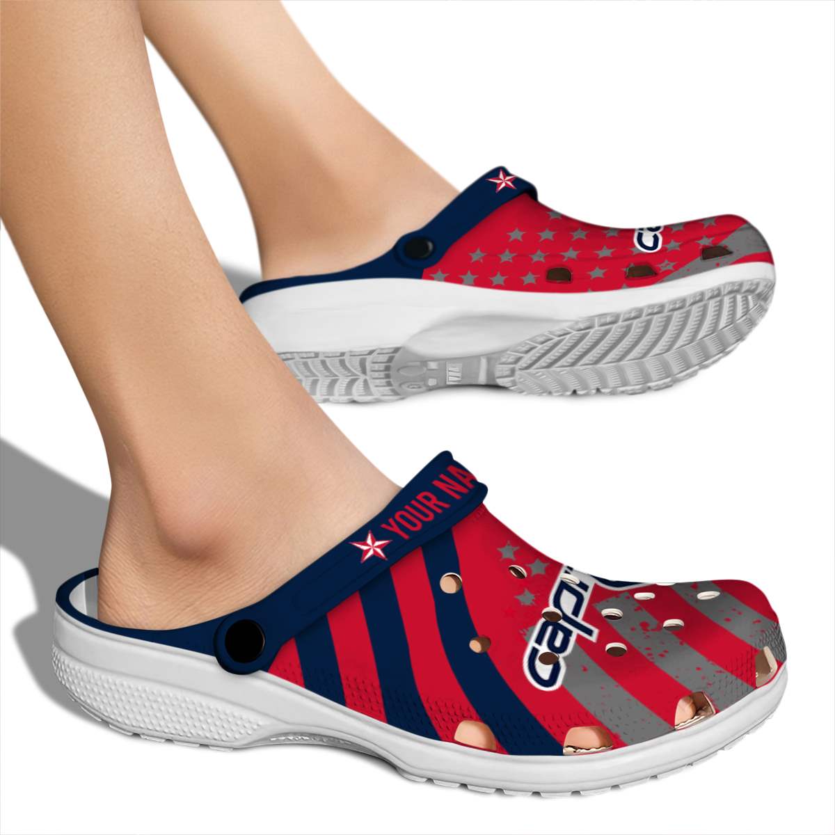 Merchidea Washington Capitals NHL Sport Crocs Crocband Clogs Shoes Comfortable For Men Women and Kids