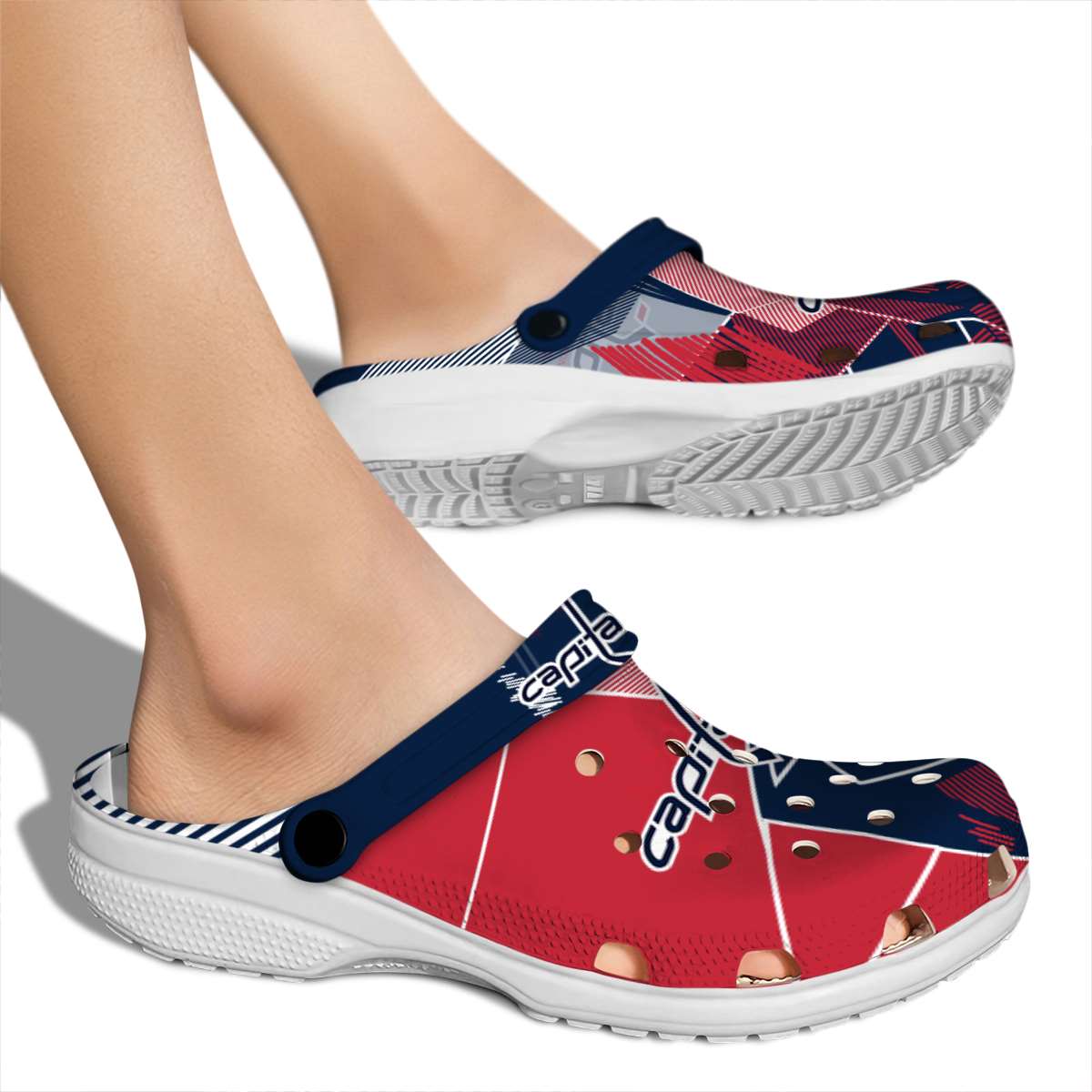 Merchidea Washington Capitals NHL Sport Crocs Crocband Clogs Shoes Comfortable For Men Women and Kids