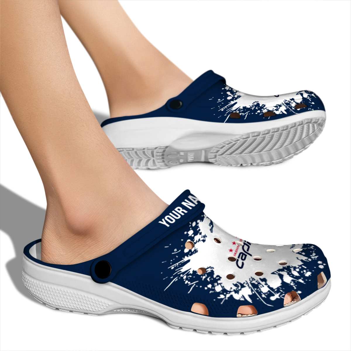 Merchidea Washington Capitals NHL Sport Crocs Crocband Clogs Shoes Comfortable For Men Women and Kids