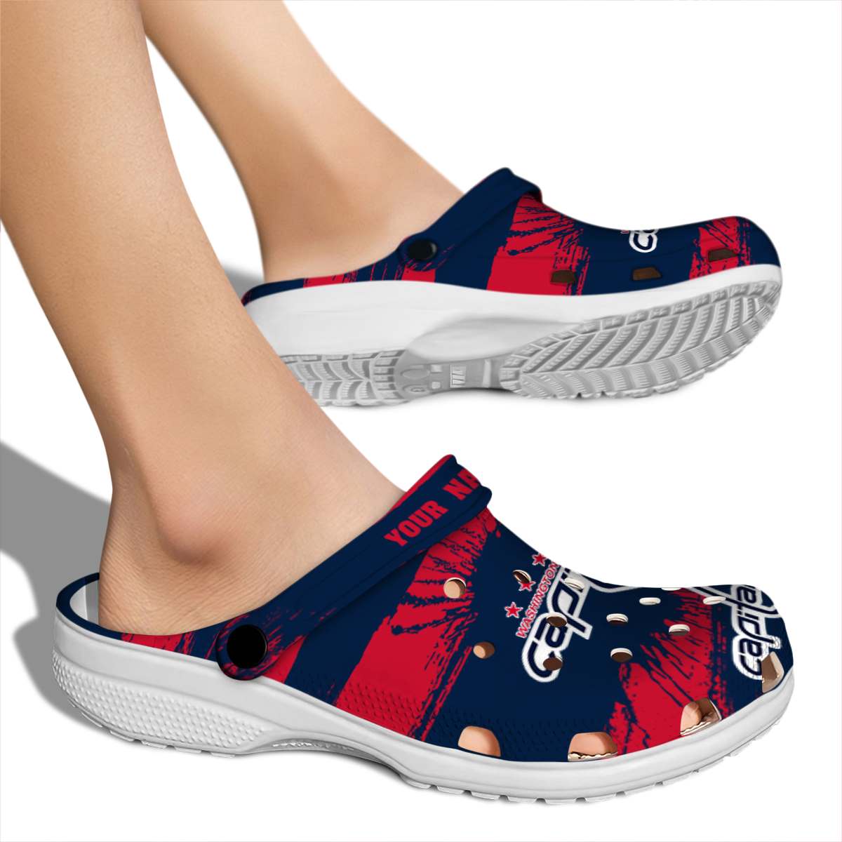 Merchidea Washington Capitals NHL Sport Crocs Crocband Clogs Shoes Comfortable For Men Women and Kids