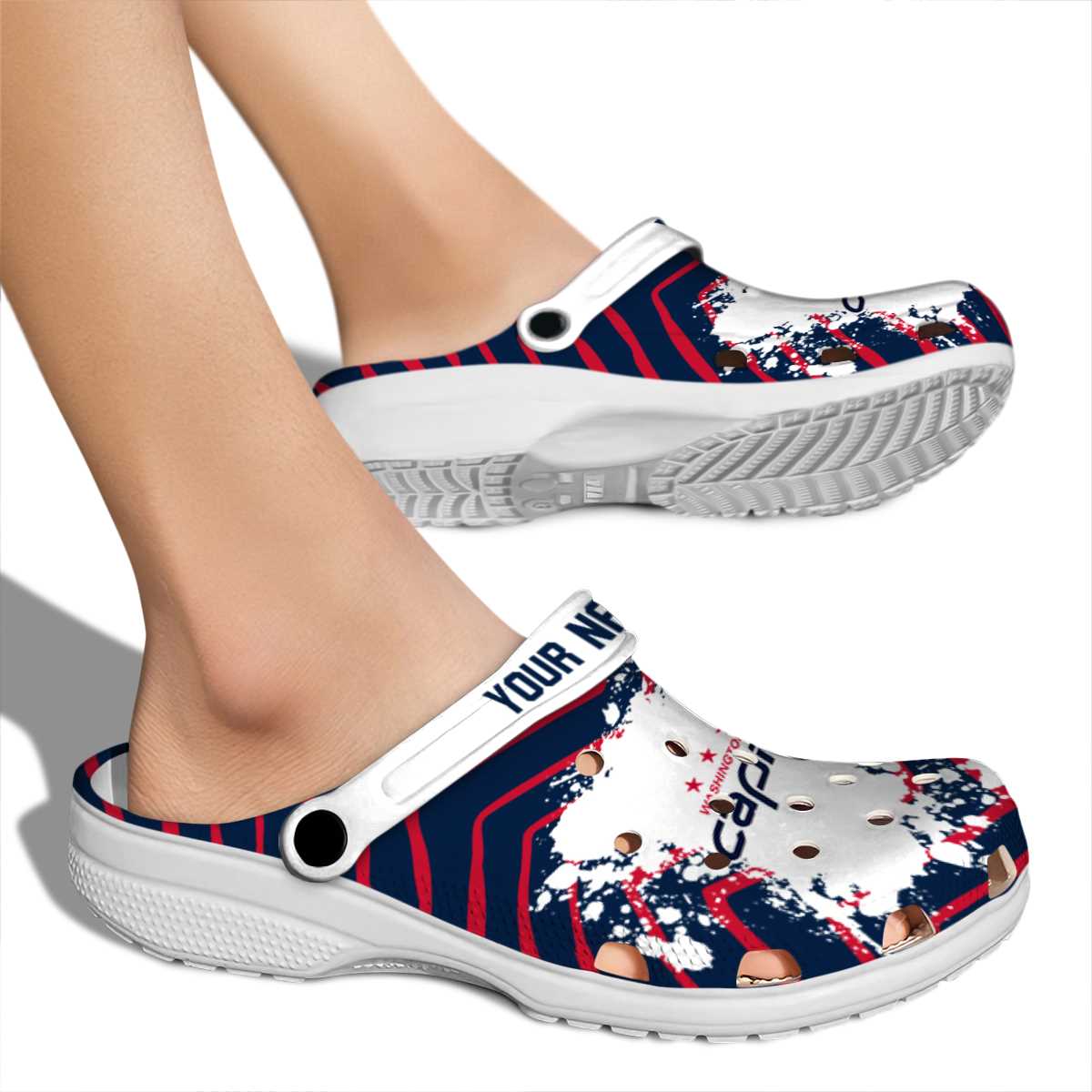 Merchidea Washington Capitals NHL Sport Crocs Crocband Clogs Shoes Comfortable For Men Women and Kids