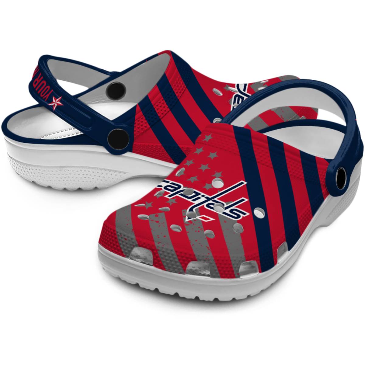 Merchidea Washington Capitals NHL Sport Crocs Crocband Clogs Shoes Comfortable For Men Women and Kids
