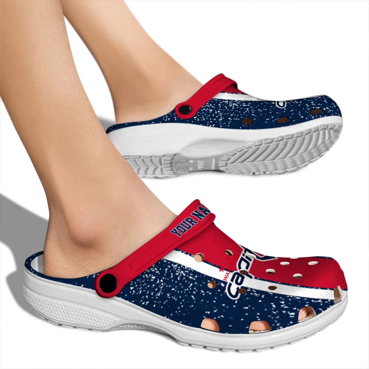 Merchidea Washington Capitals NHL Sport Crocs Crocband Clogs Shoes Comfortable For Men Women and Kids