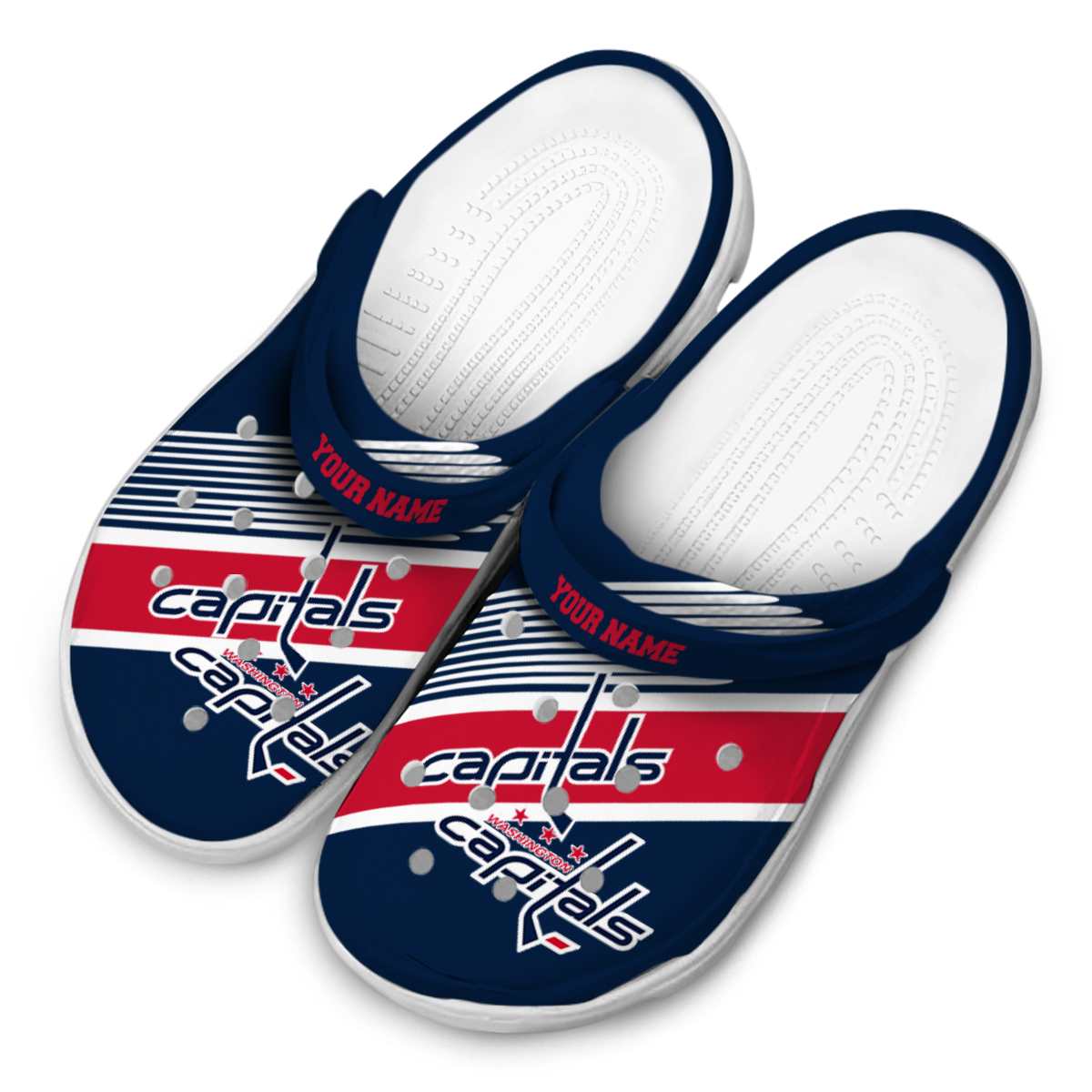 Merchidea Washington Capitals NHL Sport Crocs Crocband Clogs Shoes Comfortable For Men Women and Kids