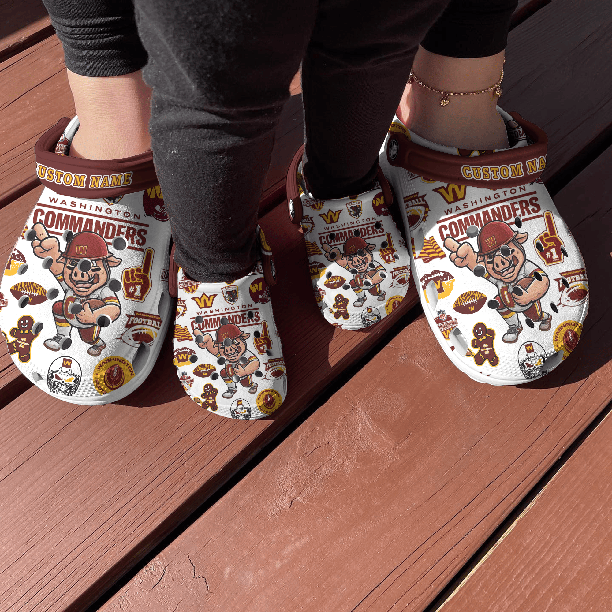 Merchidea Washington Commanders NFL Sport Crocs Crocband Clogs Shoes Comfortable For Men Women and Kids