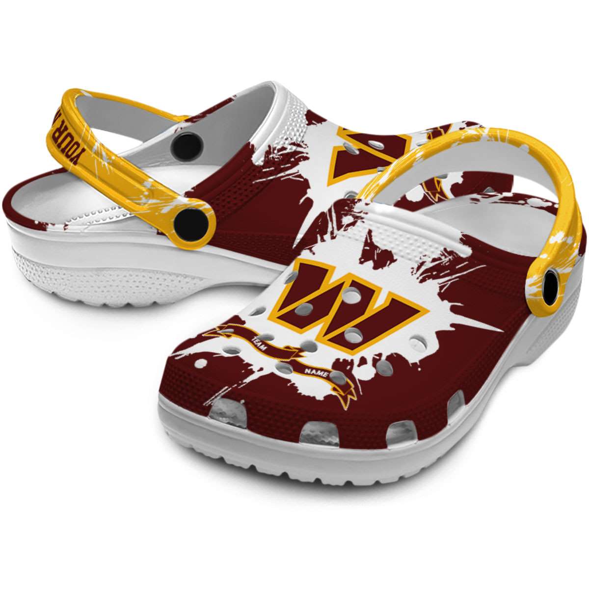 Merchidea Washington Commanders NFL Sport Crocs Crocband Clogs Shoes Comfortable For Men Women and Kids