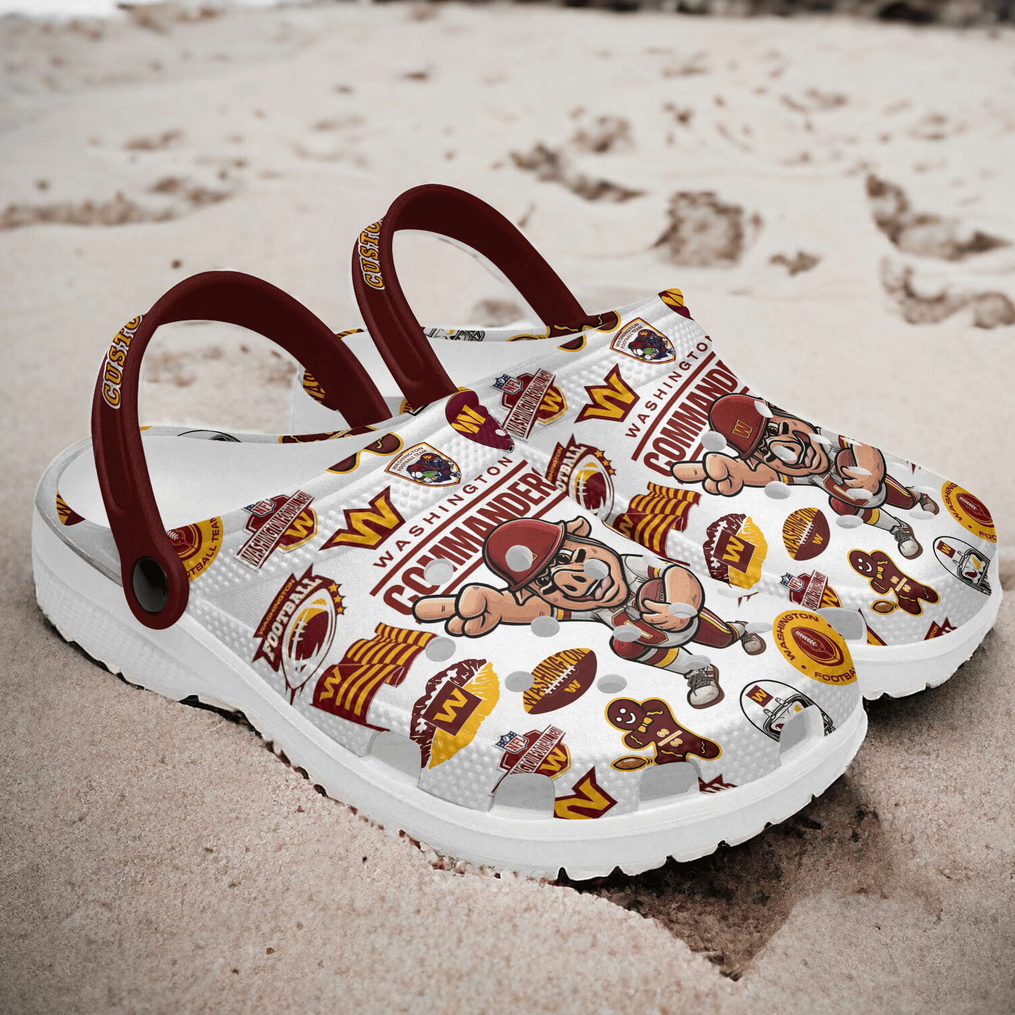 Merchidea Washington Commanders NFL Sport Crocs Crocband Clogs Shoes Comfortable For Men Women and Kids