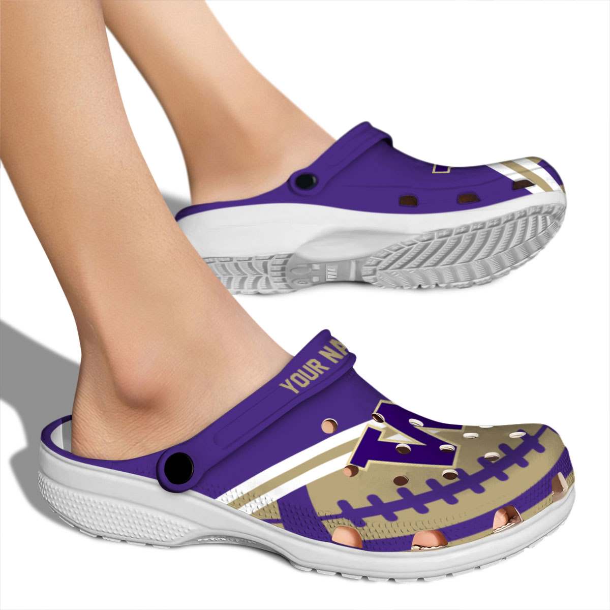 Merchidea Washington Huskies NCAA Sport Crocs Crocband Clogs Shoes Comfortable For Men Women and Kids