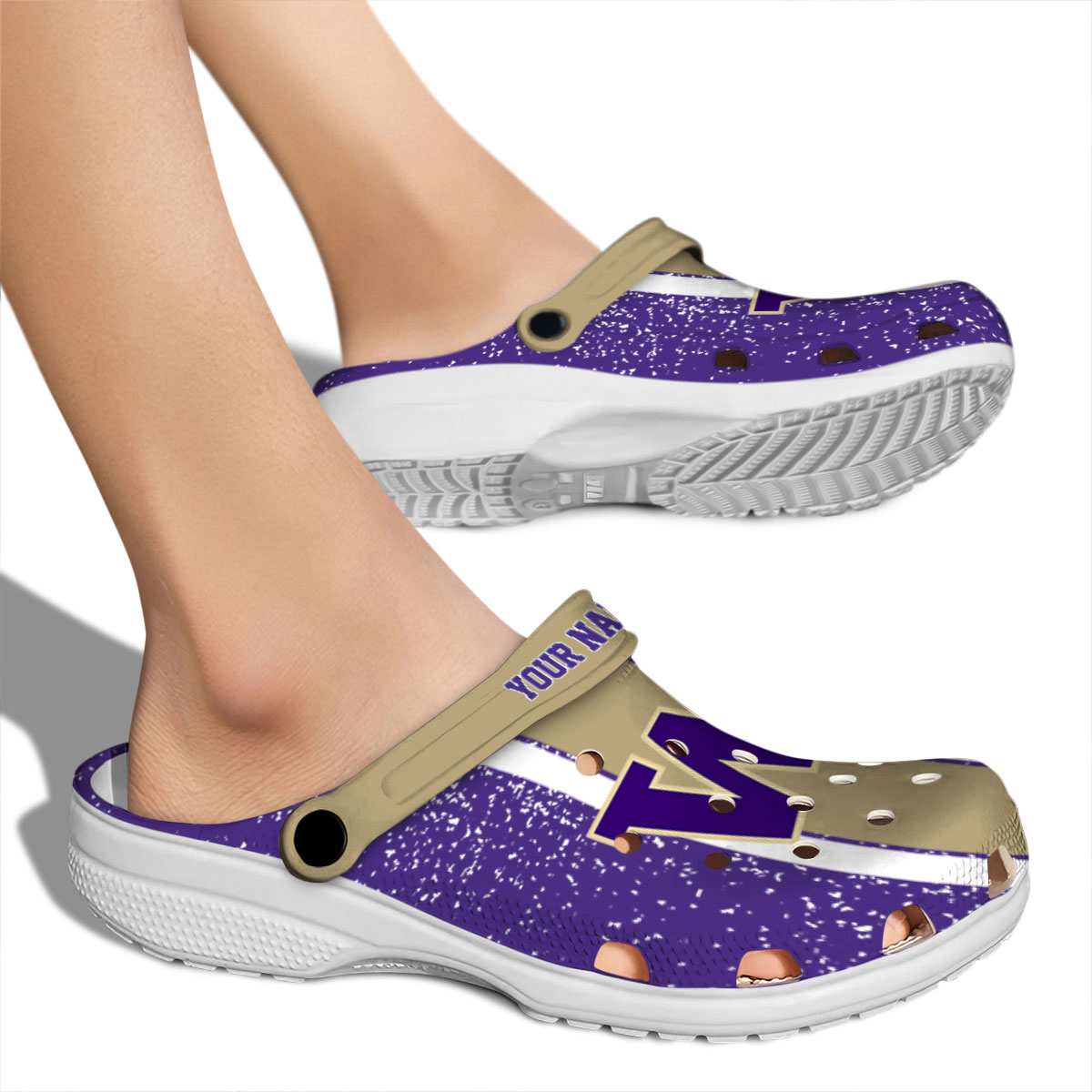 Merchidea Washington Huskies NCAA Sport Crocs Crocband Clogs Shoes Comfortable For Men Women and Kids