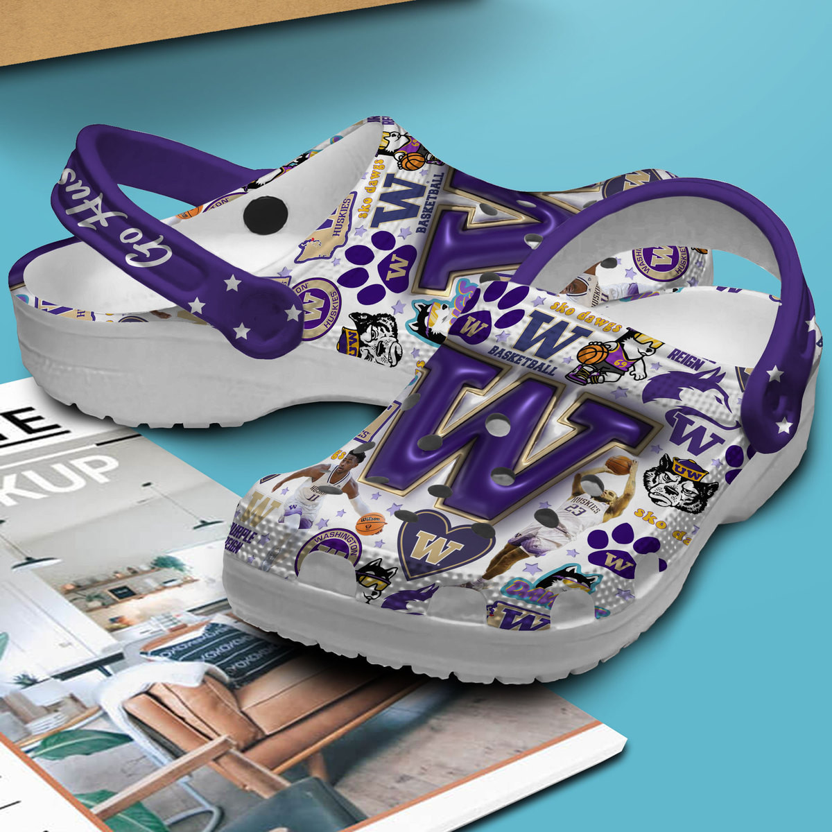Merchidea Washington Huskies NCAA Sport Crocs Crocband Clogs Shoes Comfortable For Men Women and Kids