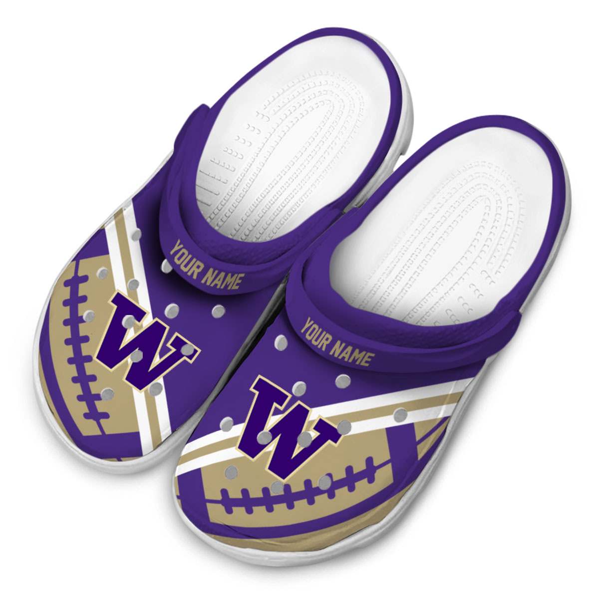 Merchidea Washington Huskies NCAA Sport Crocs Crocband Clogs Shoes Comfortable For Men Women and Kids