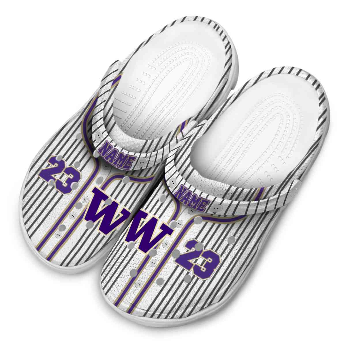 Merchidea Washington Huskies NCAA Sport Crocs Crocband Clogs Shoes Comfortable For Men Women and Kids