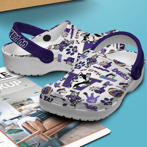 Merchidea Washington Huskies NCAA Sport Crocs Crocband Clogs Shoes Comfortable For Men Women and Kids