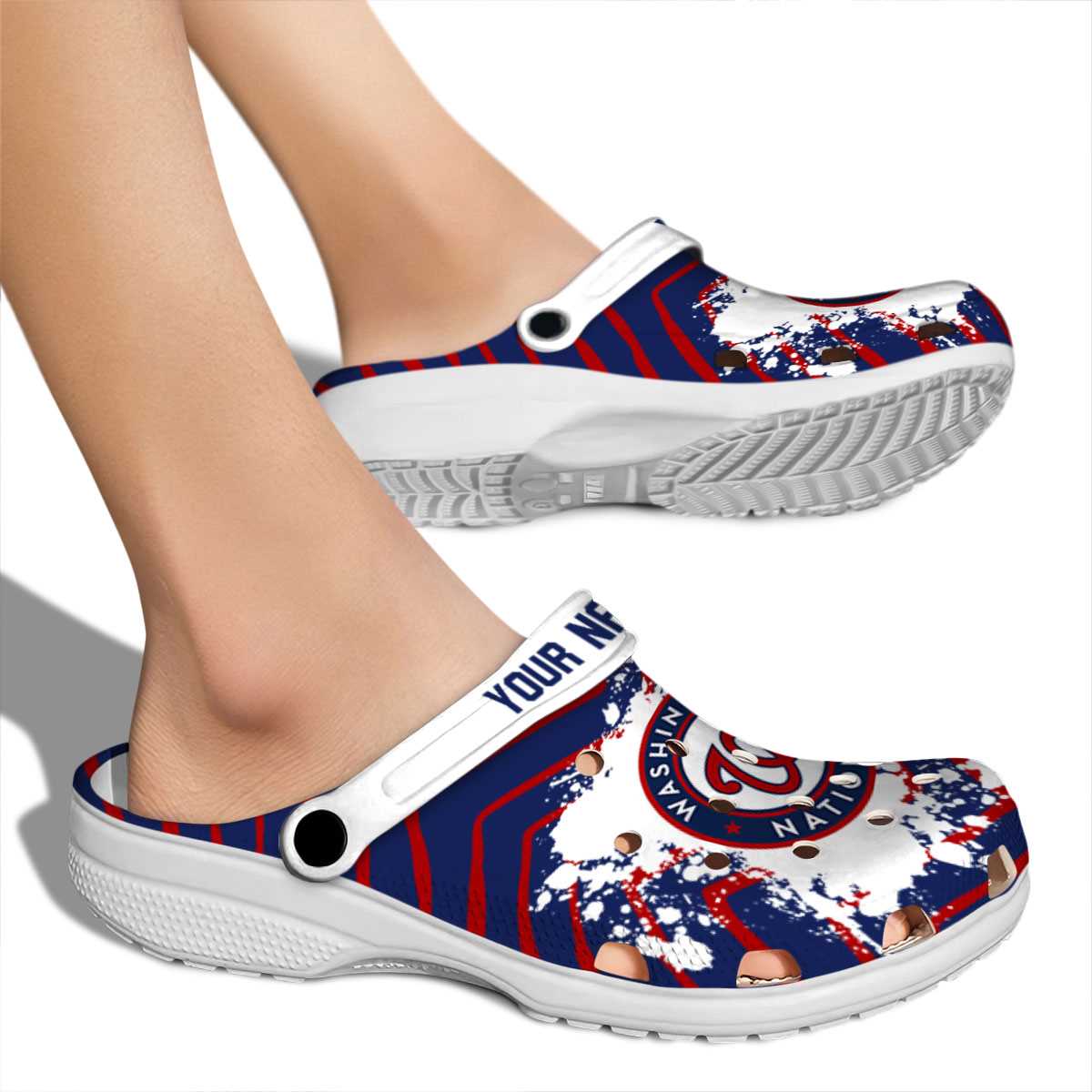Merchidea Washington Nationals MLB Sport Crocs Crocband Clogs Shoes Comfortable For Men Women and Kids
