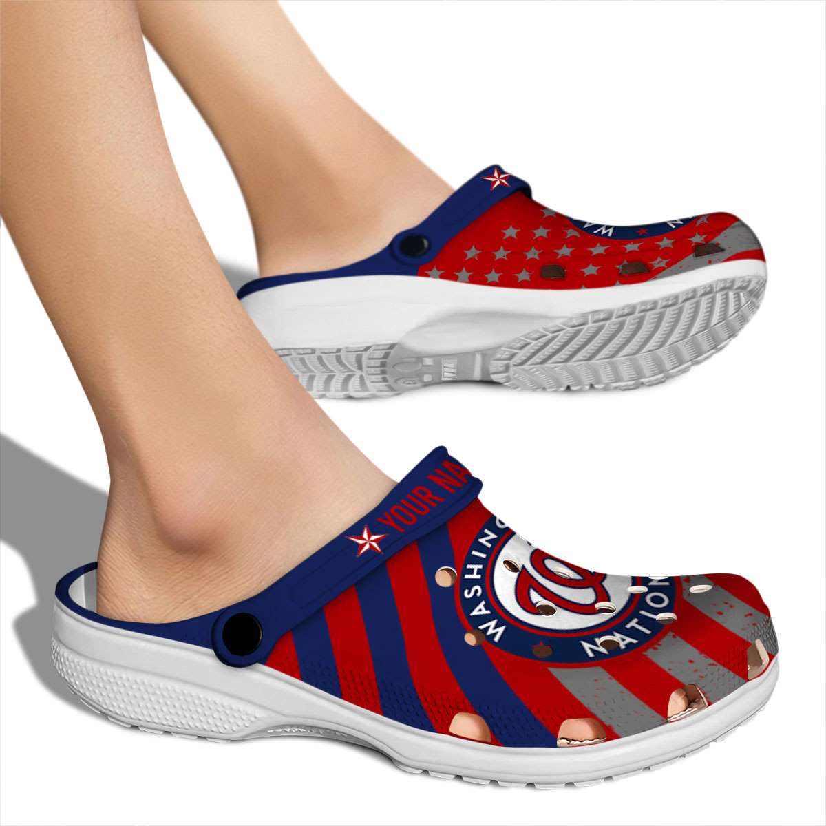 Merchidea Washington Nationals MLB Sport Crocs Crocband Clogs Shoes Comfortable For Men Women and Kids