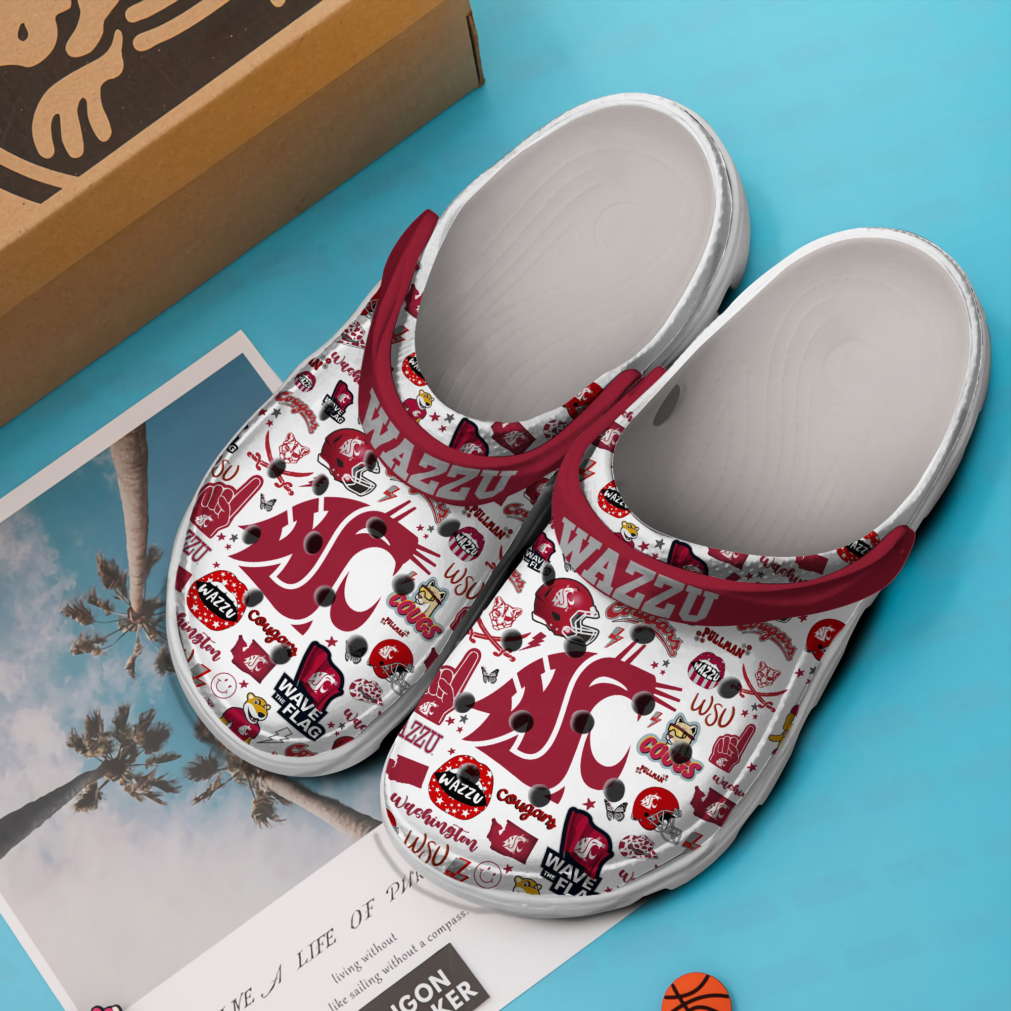 Merchidea Washington State Cougars NCAA Sport Crocs Crocband Clogs Shoes Comfortable For Men Women and Kids