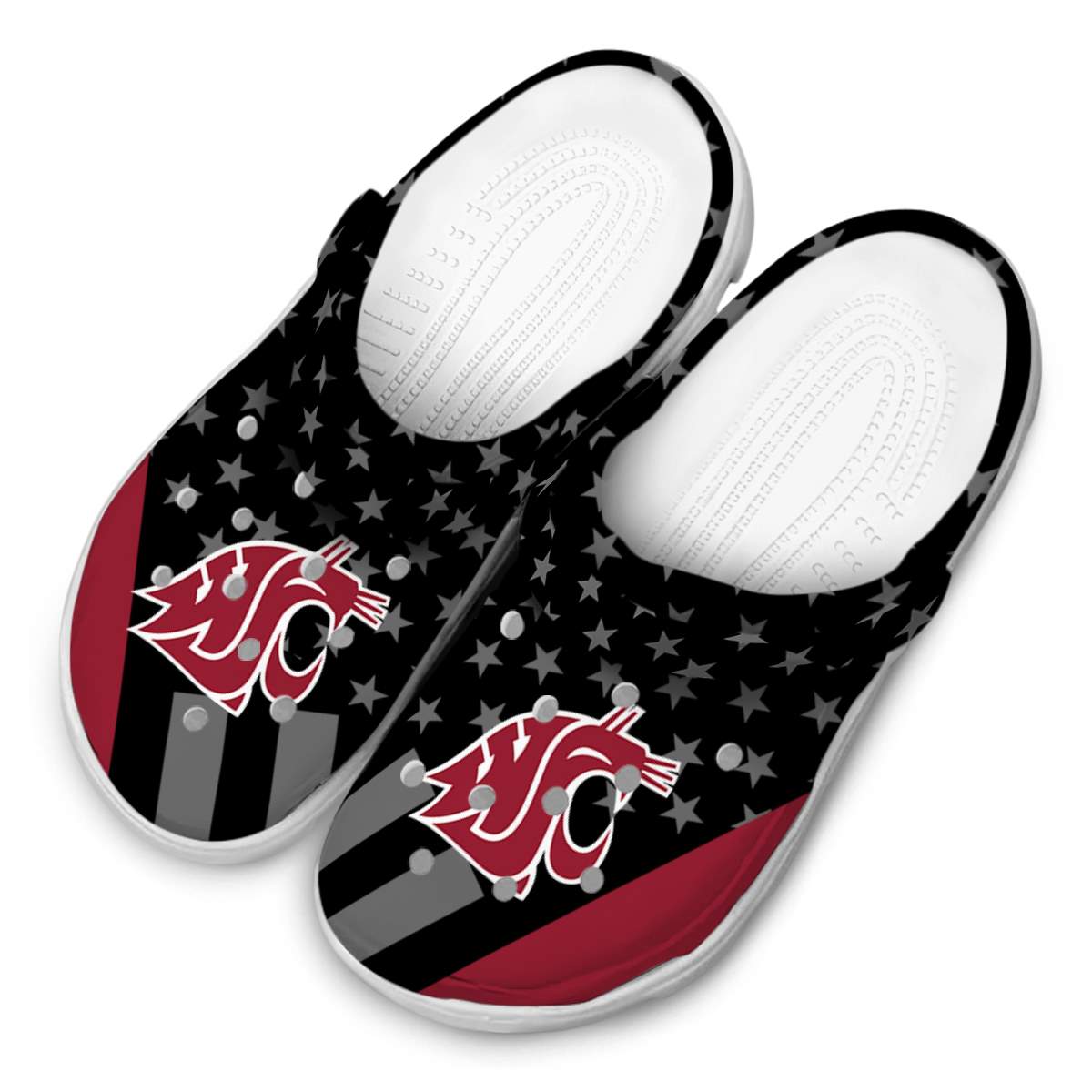 Merchidea Washington State Cougars NCAA Sport Crocs Crocband Clogs Shoes Comfortable For Men Women and Kids