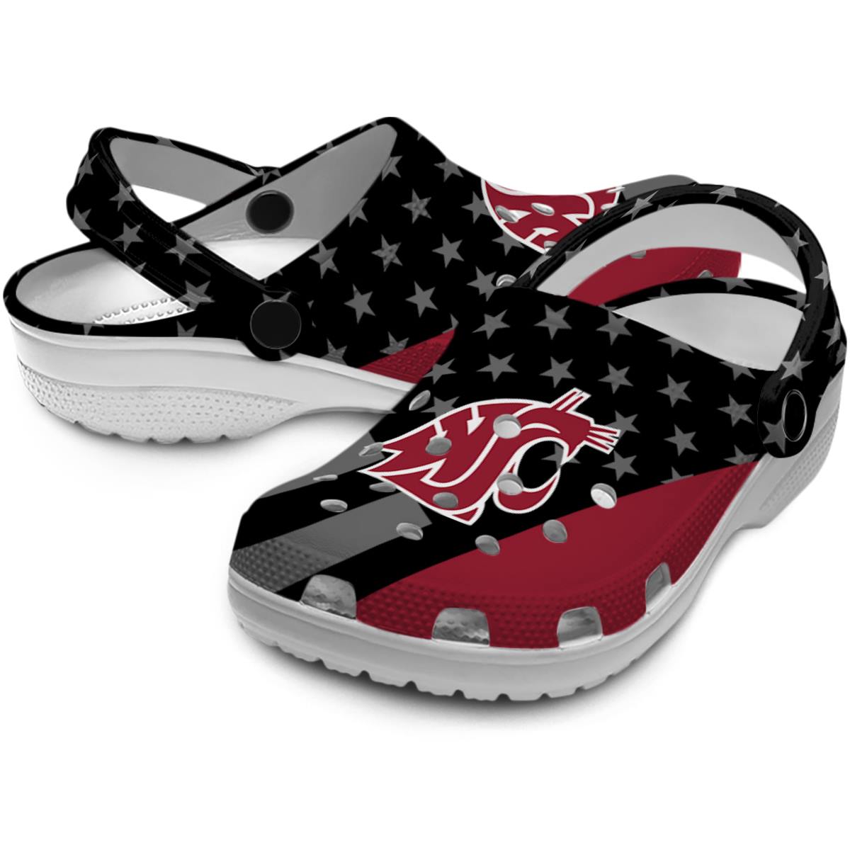 Merchidea Washington State Cougars NCAA Sport Crocs Crocband Clogs Shoes Comfortable For Men Women and Kids