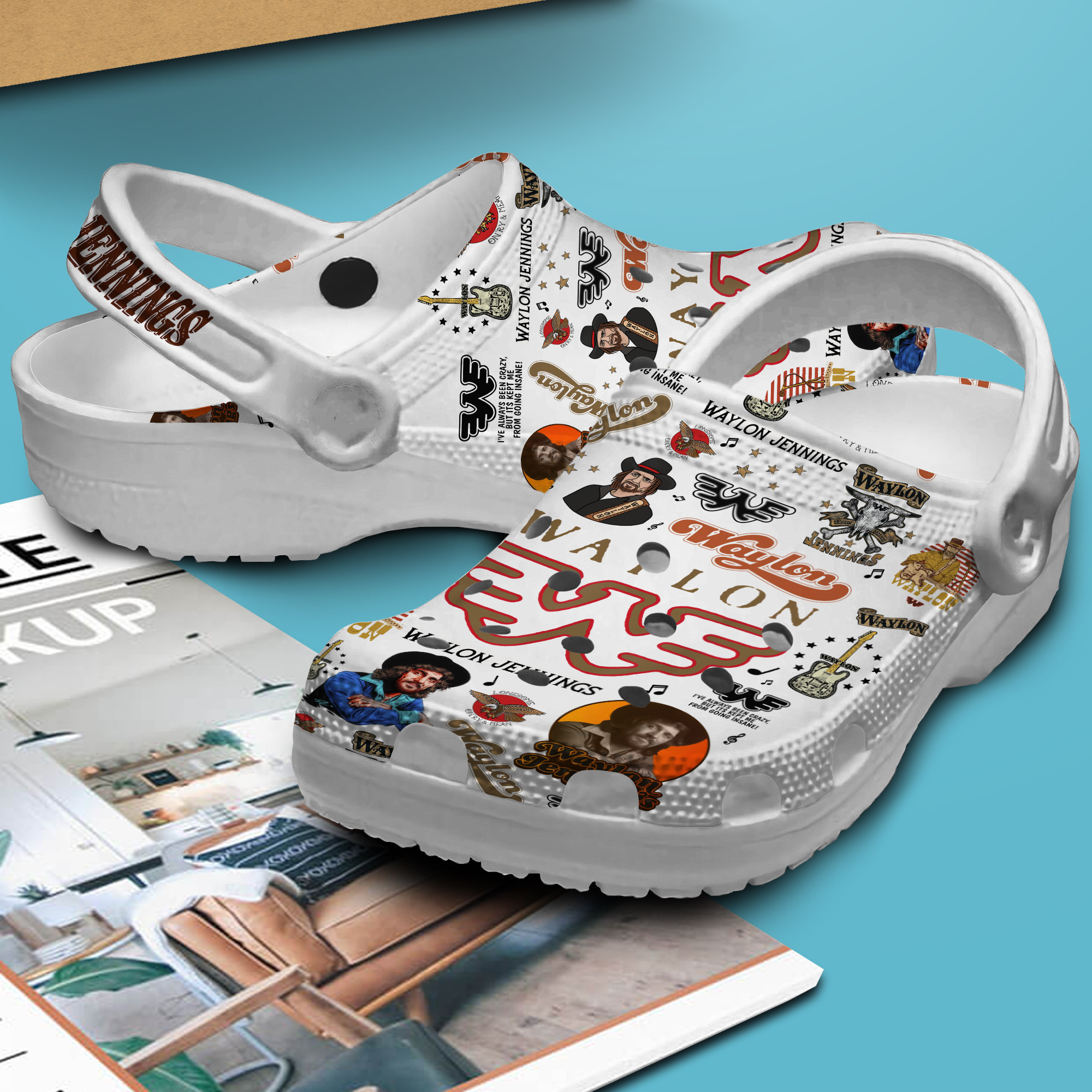 Merchidea Waylon Jennings Music Crocs Crocband Clogs Shoes Comfortable For Men Women and Kids