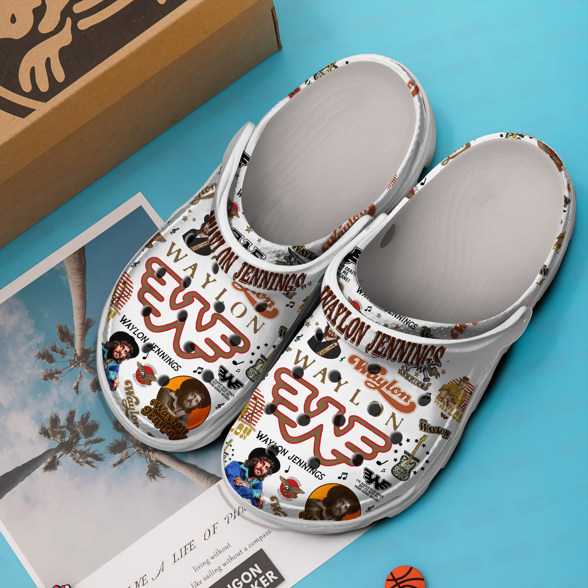 Merchidea Waylon Jennings Music Crocs Crocband Clogs Shoes Comfortable For Men Women and Kids