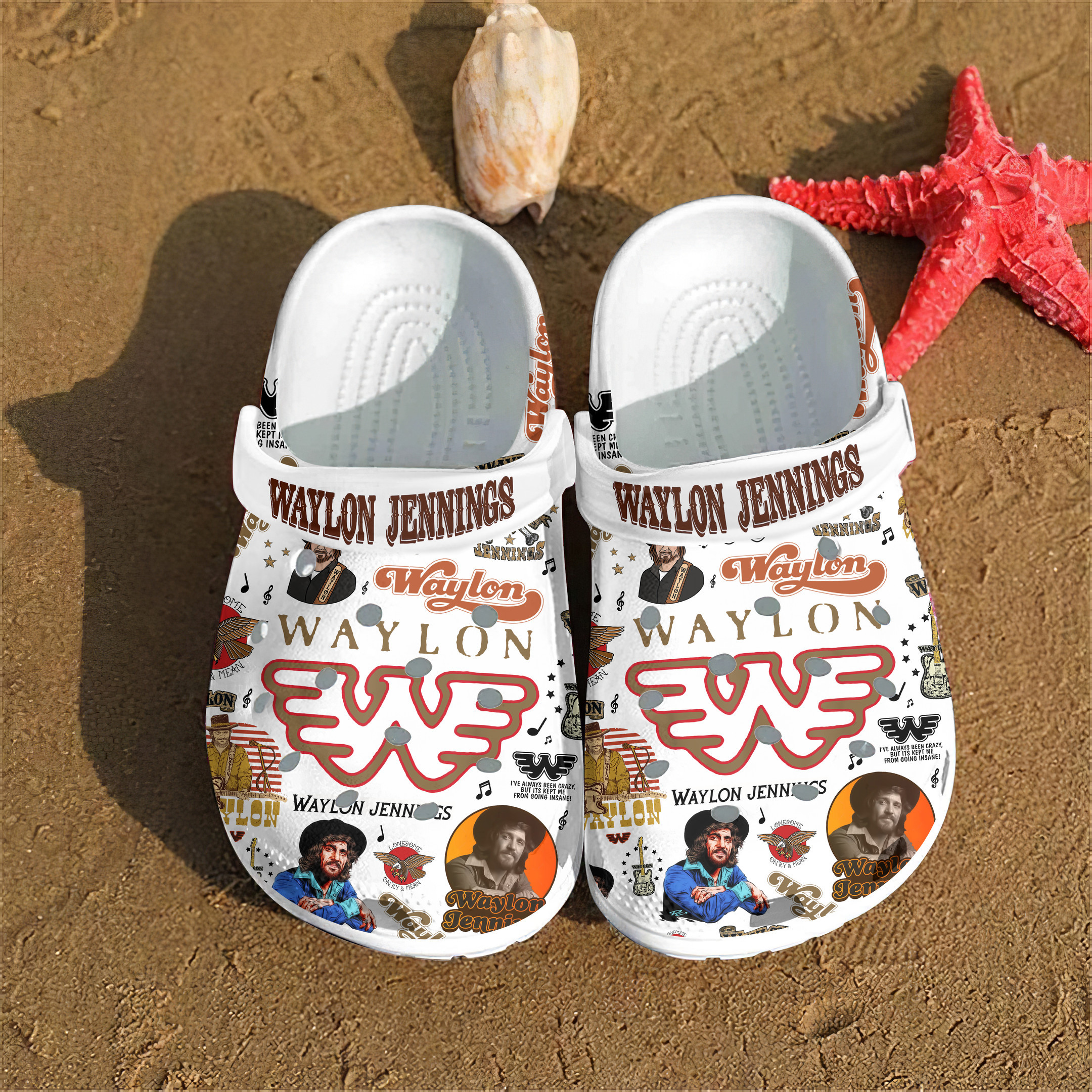 Merchidea Waylon Jennings Music Crocs Crocband Clogs Shoes Comfortable For Men Women and Kids