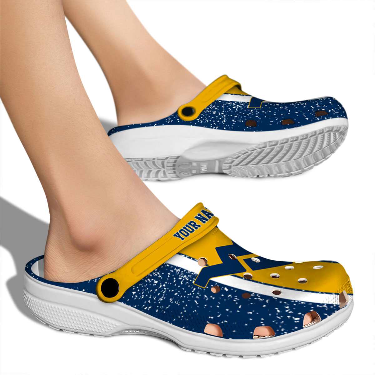 Merchidea West Virginia Mountaineers NCAA Sport Crocs Crocband Clogs Shoes Comfortable For Men Women and Kids