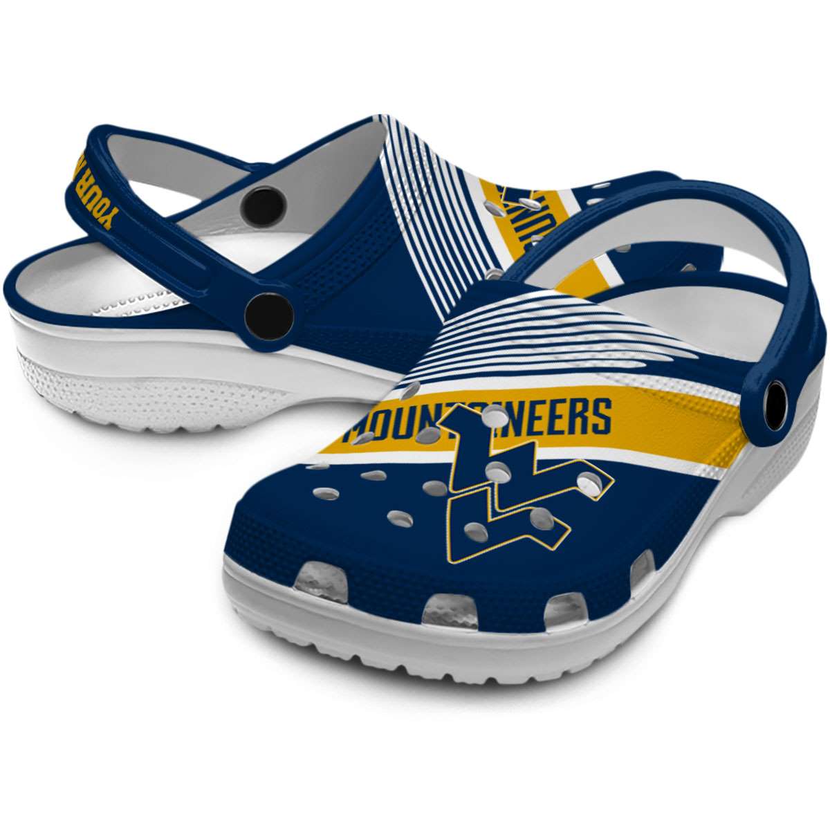Merchidea West Virginia Mountaineers NCAA Sport Crocs Crocband Clogs Shoes Comfortable For Men Women and Kids