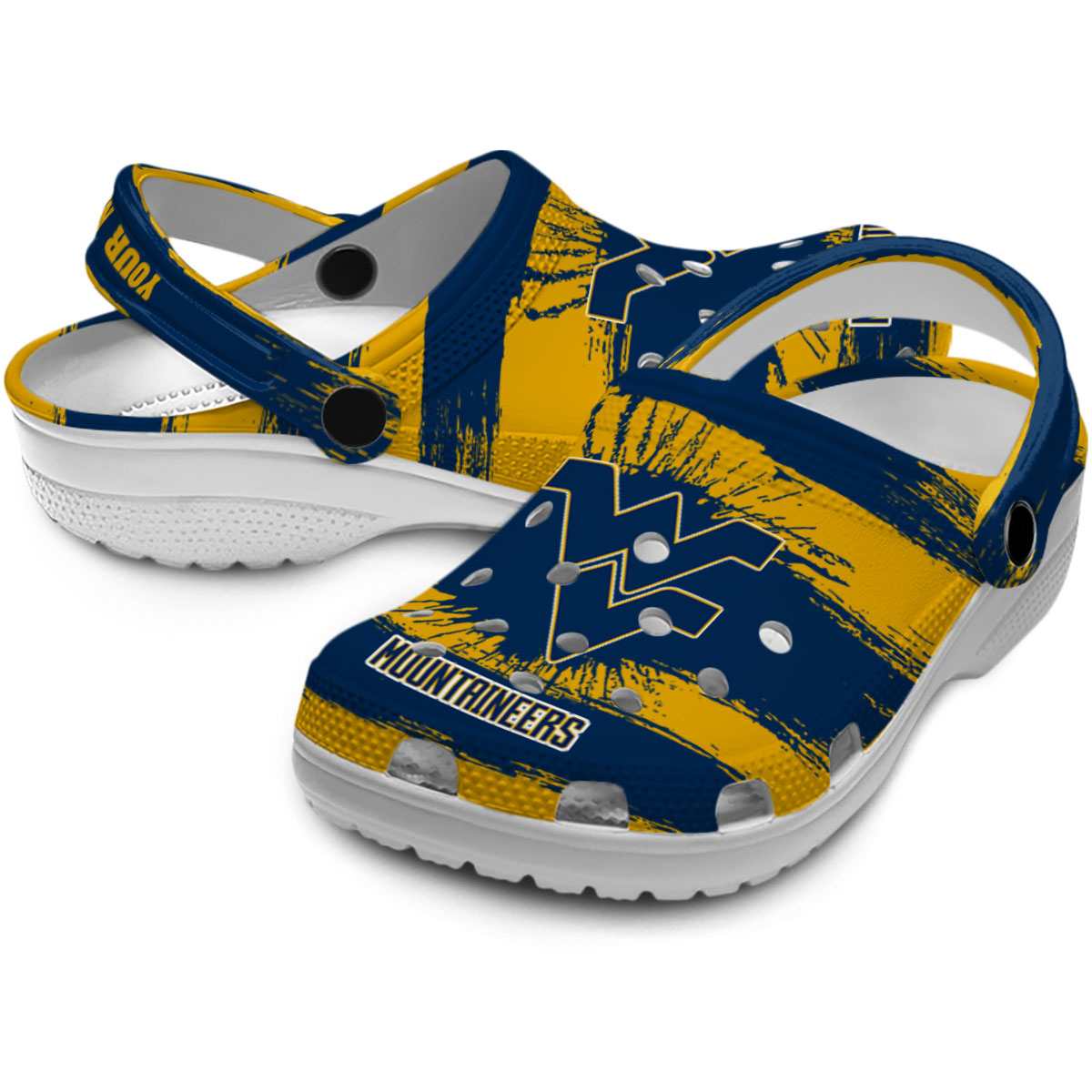 Merchidea West Virginia Mountaineers NCAA Sport Crocs Crocband Clogs Shoes Comfortable For Men Women and Kids