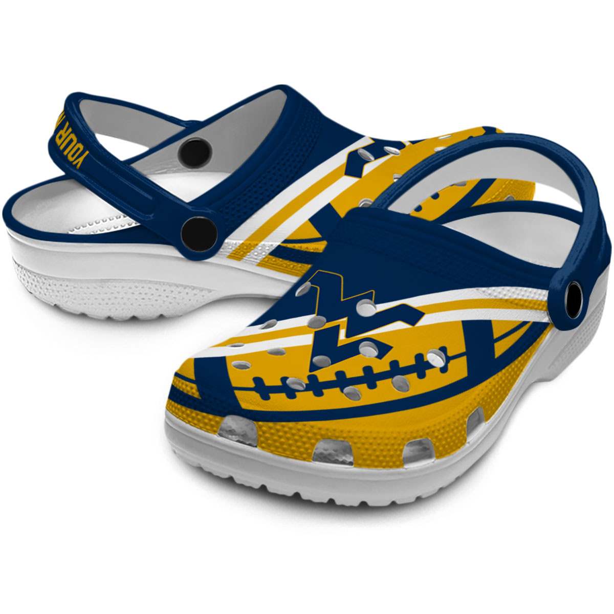 Merchidea West Virginia Mountaineers NCAA Sport Crocs Crocband Clogs Shoes Comfortable For Men Women and Kids