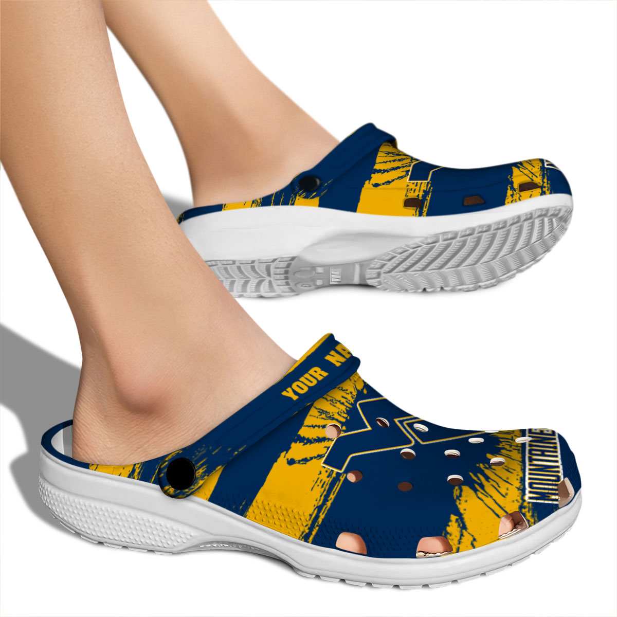Merchidea West Virginia Mountaineers NCAA Sport Crocs Crocband Clogs Shoes Comfortable For Men Women and Kids