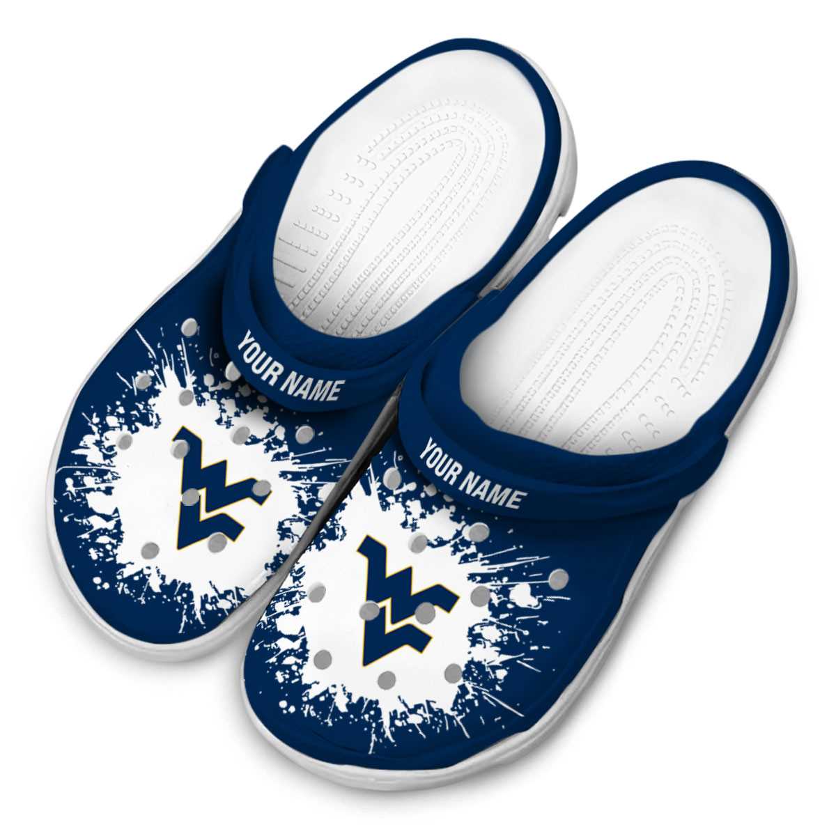 Merchidea West Virginia Mountaineers NCAA Sport Crocs Crocband Clogs Shoes Comfortable For Men Women and Kids