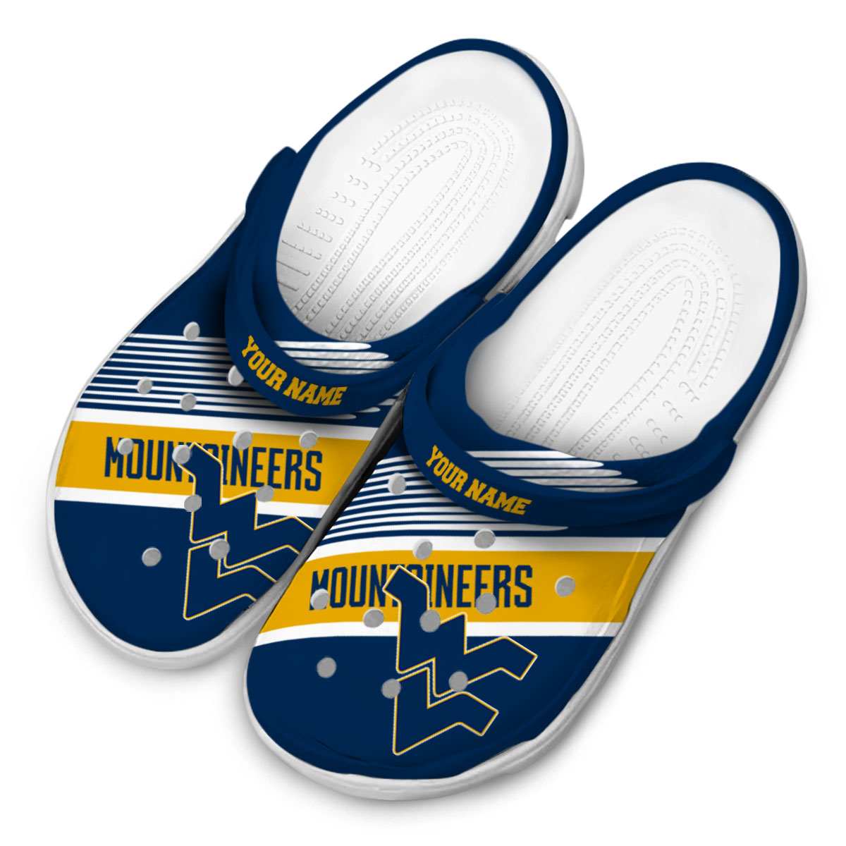 Merchidea West Virginia Mountaineers NCAA Sport Crocs Crocband Clogs Shoes Comfortable For Men Women and Kids