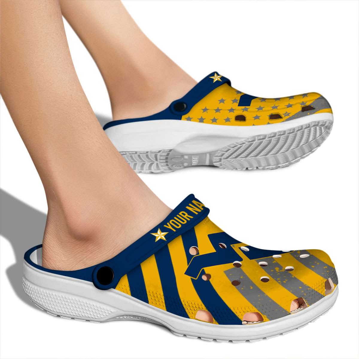 Merchidea West Virginia Mountaineers NCAA Sport Crocs Crocband Clogs Shoes Comfortable For Men Women and Kids