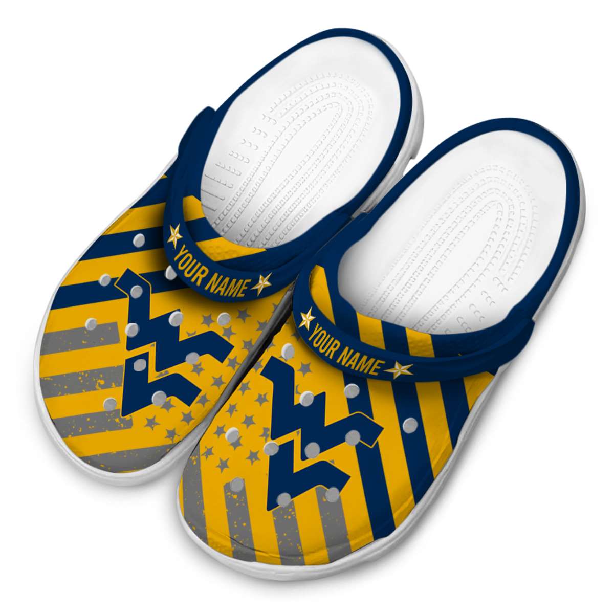 Merchidea West Virginia Mountaineers NCAA Sport Crocs Crocband Clogs Shoes Comfortable For Men Women and Kids
