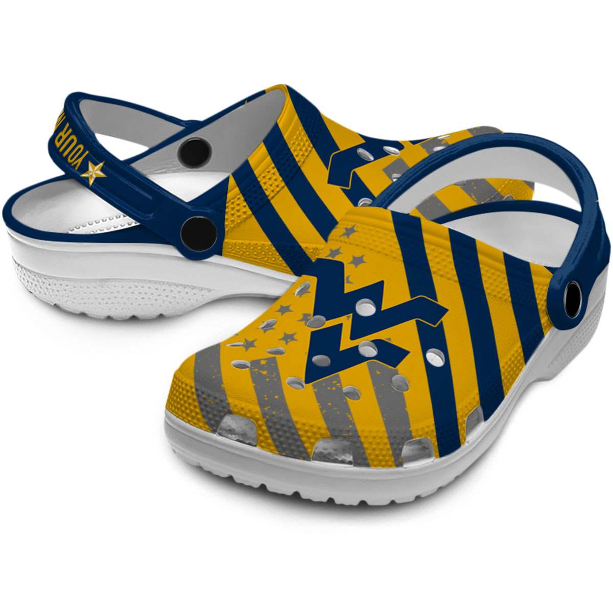 Merchidea West Virginia Mountaineers NCAA Sport Crocs Crocband Clogs Shoes Comfortable For Men Women and Kids