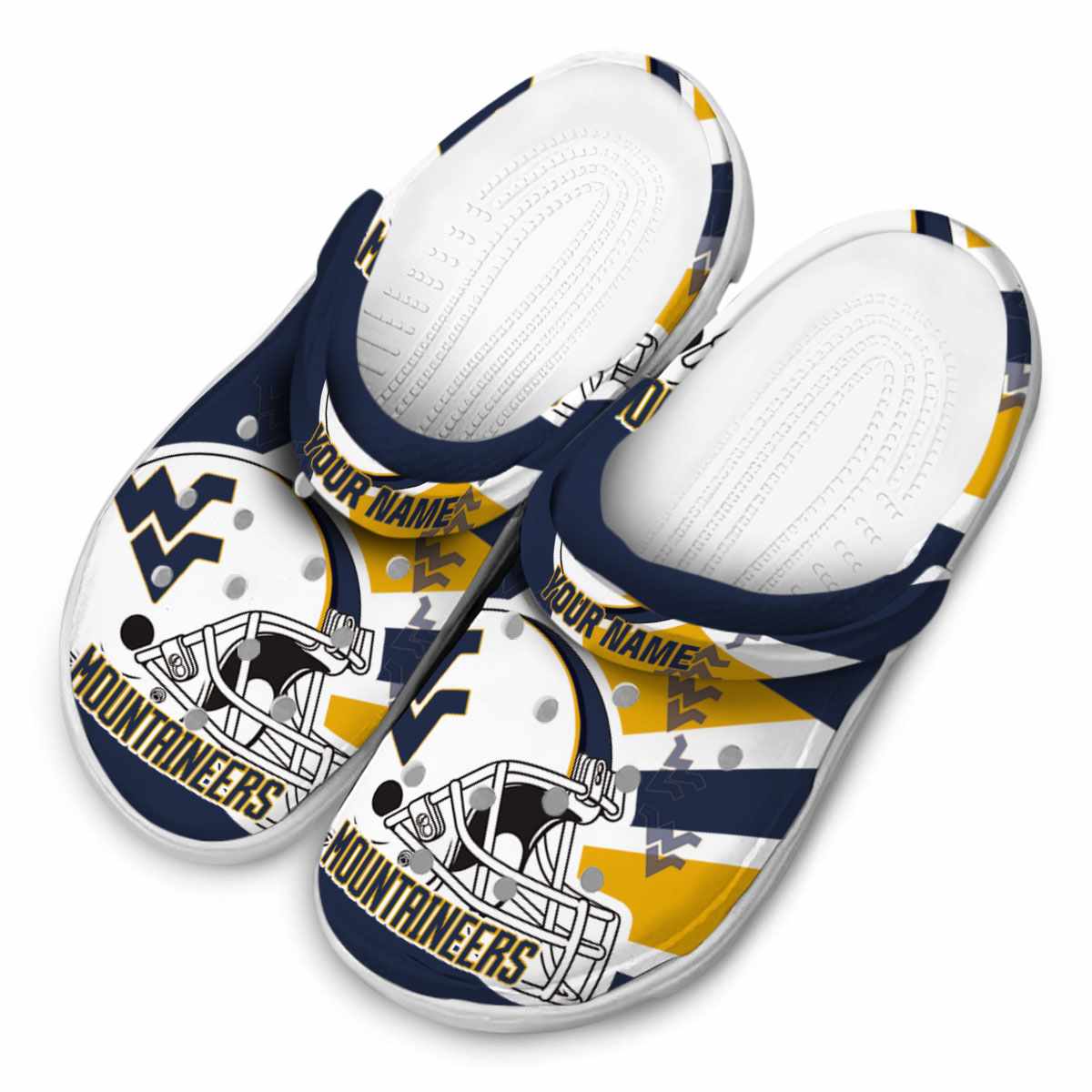 Merchidea West Virginia Mountaineers NCAA Sport Crocs Crocband Clogs Shoes Comfortable For Men Women and Kids