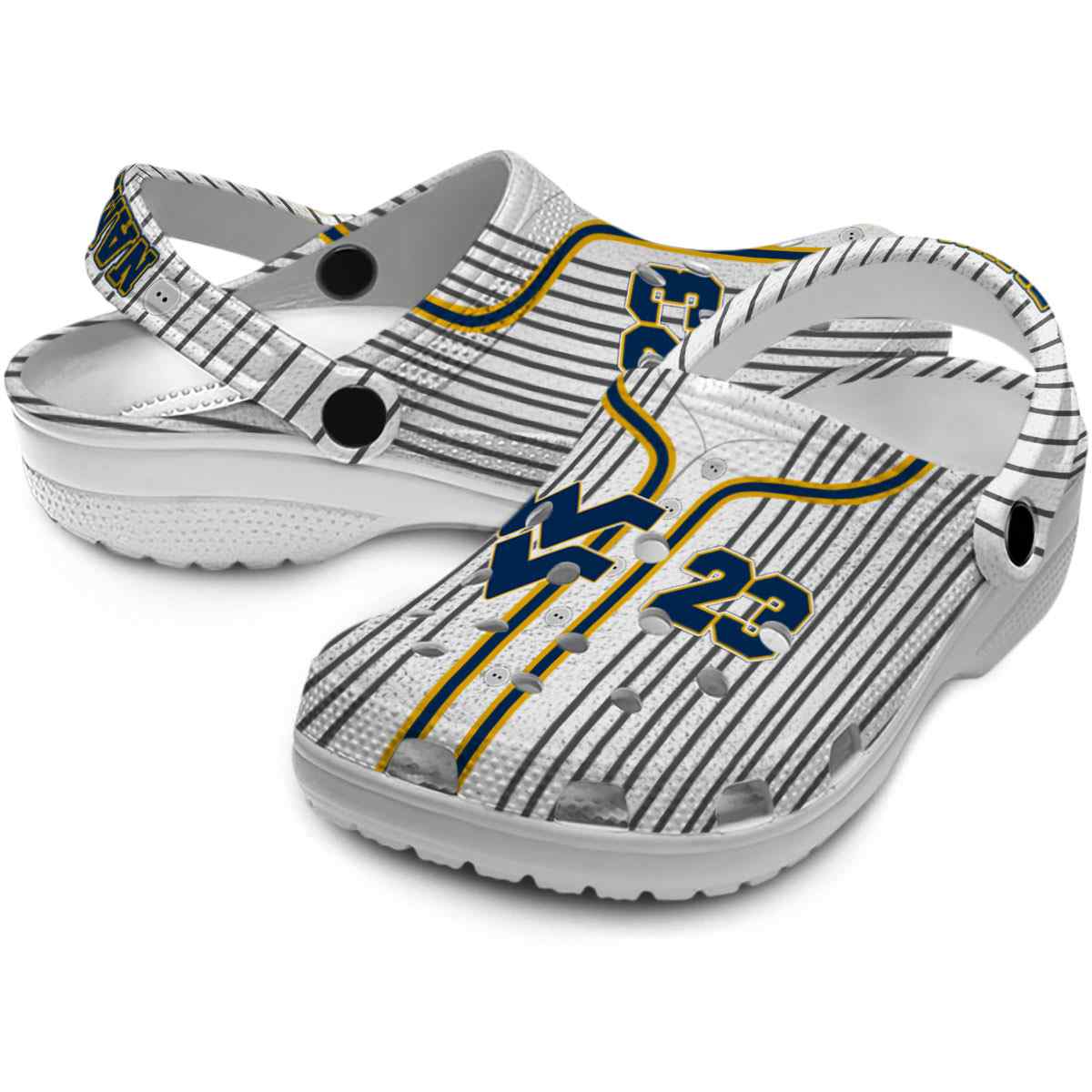 Merchidea West Virginia Mountaineers NCAA Sport Crocs Crocband Clogs Shoes Comfortable For Men Women and Kids