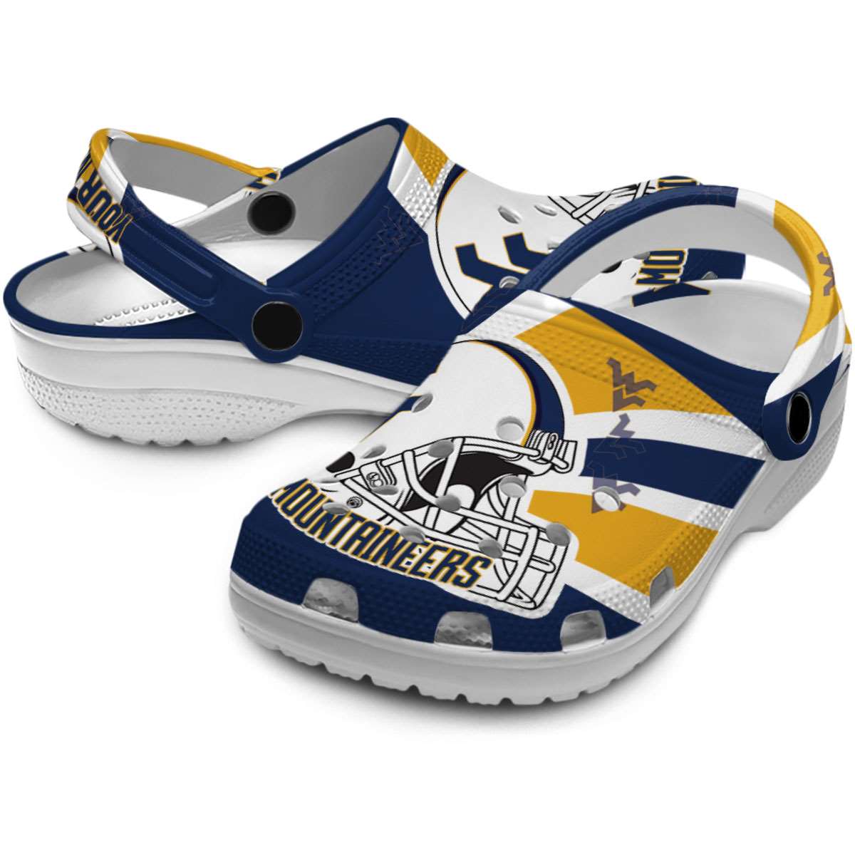 Merchidea West Virginia Mountaineers NCAA Sport Crocs Crocband Clogs Shoes Comfortable For Men Women and Kids