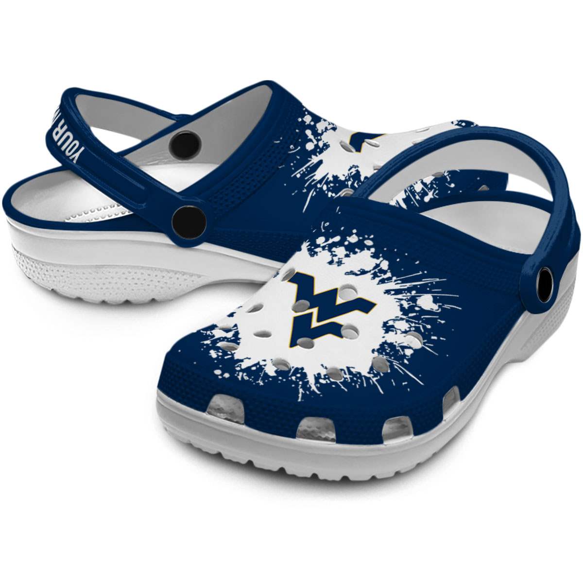 Merchidea West Virginia Mountaineers NCAA Sport Crocs Crocband Clogs Shoes Comfortable For Men Women and Kids