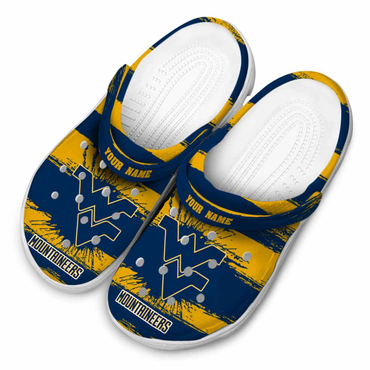 Merchidea West Virginia Mountaineers NCAA Sport Crocs Crocband Clogs Shoes Comfortable For Men Women and Kids