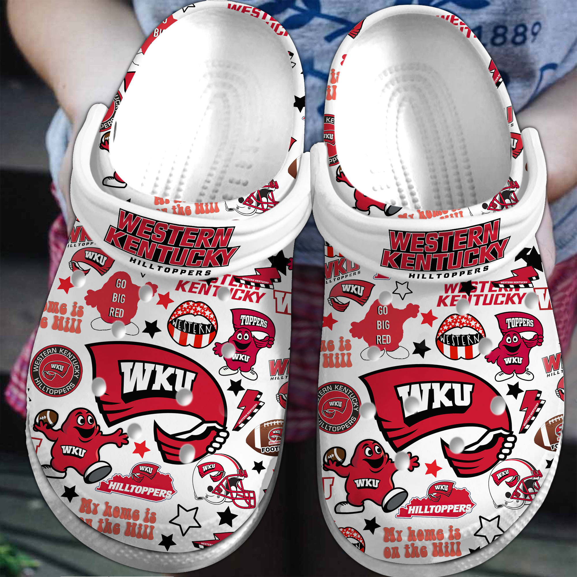 Merchidea Western Kentucky Hilltoppers NCAA Sport Crocs Crocband Clogs Shoes Comfortable For Men Women and Kids
