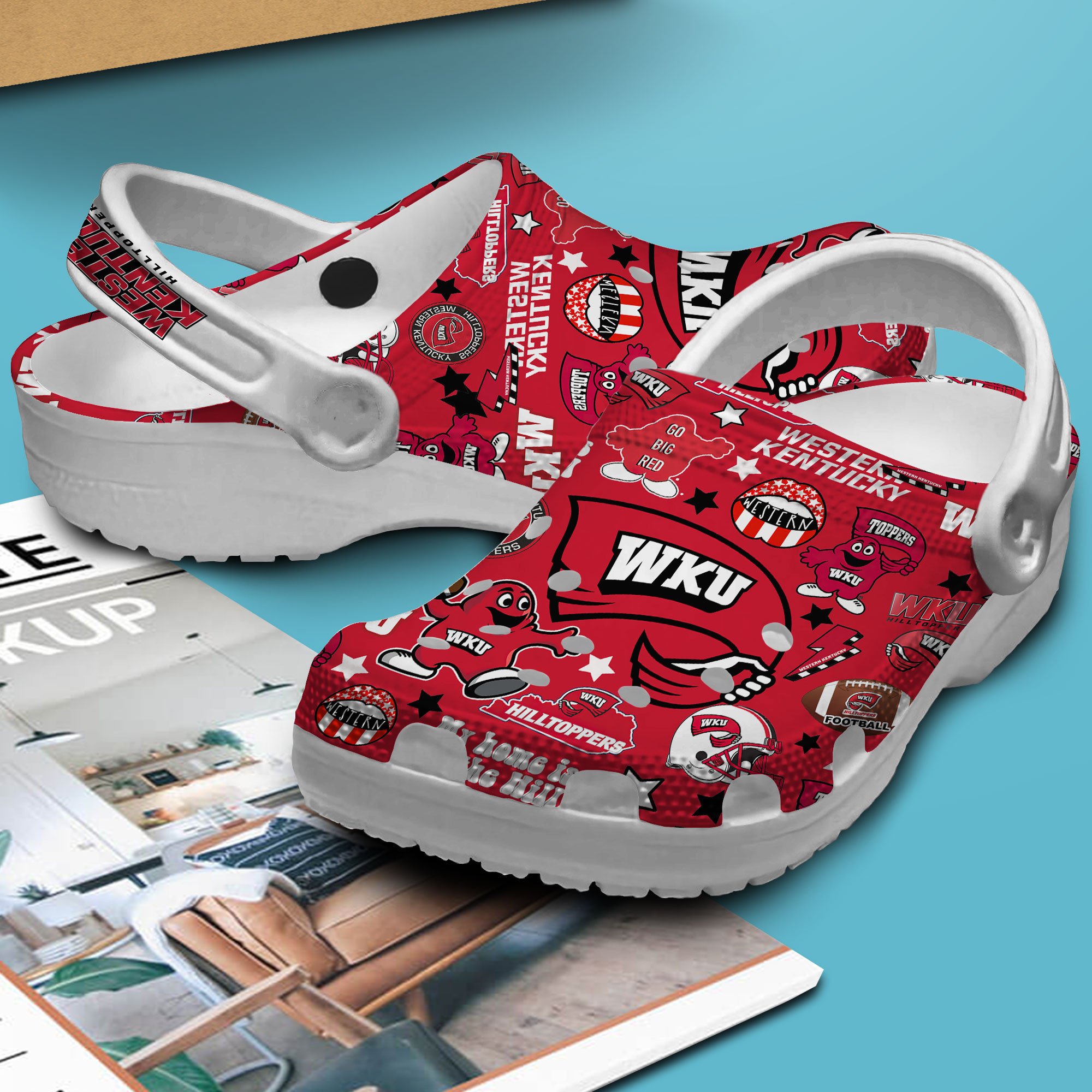 Merchidea Western Kentucky Hilltoppers NCAA Sport Crocs Crocband Clogs Shoes Comfortable For Men Women and Kids