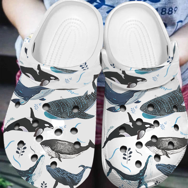 Merchidea Whales Of The World Crocs Crocband Clogs Shoes Comfortable For Men Women and Kids