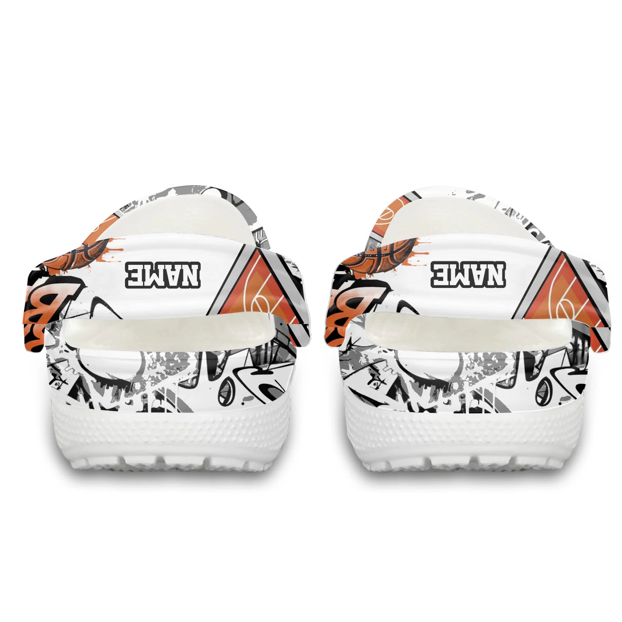 Merchidea White Graffiti Basketball Sport Crocs Crocband Clogs Shoes Comfortable For Men Women and Kids