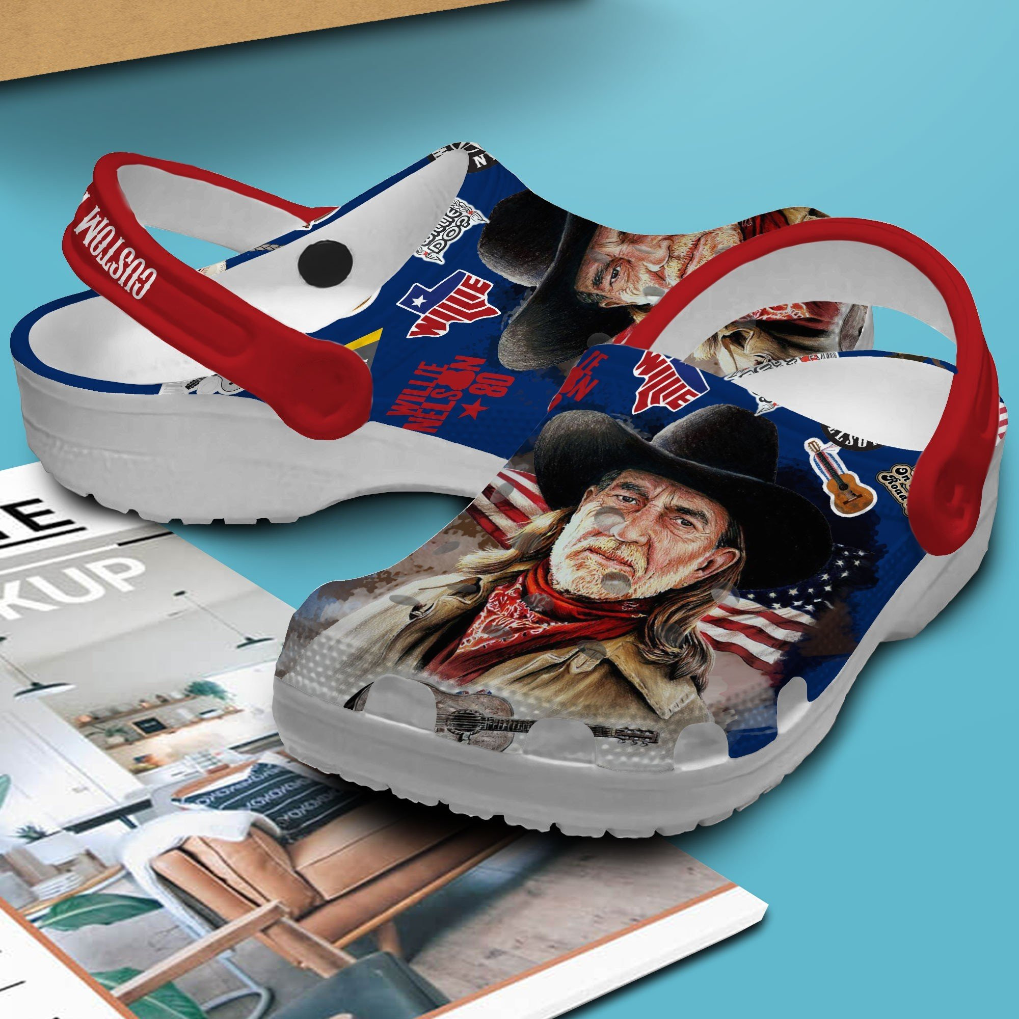 Merchidea Willie Nelson Music Crocs Crocband Clogs Shoes Comfortable For Men Women and Kids
