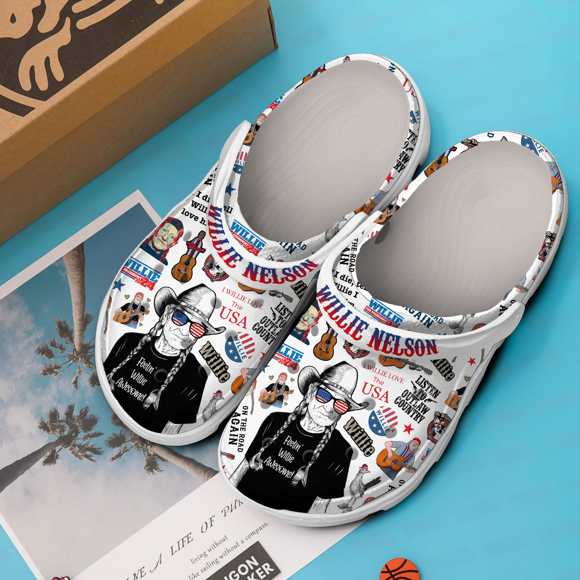 Merchidea Willie Nelson Music Crocs Crocband Clogs Shoes Comfortable For Men Women and Kids