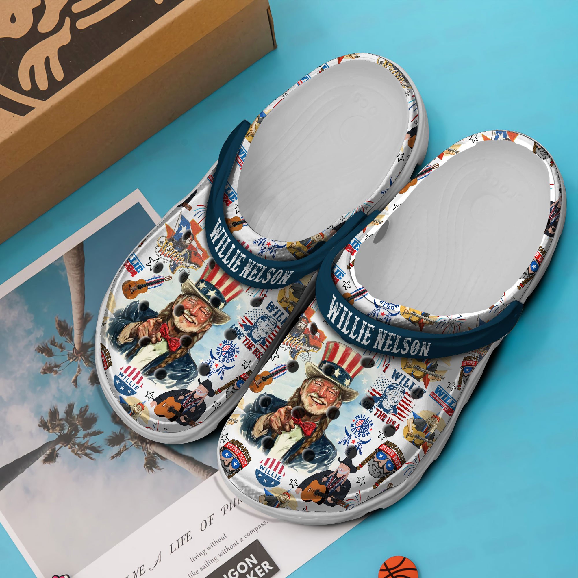 Merchidea Willie Nelson Music Crocs Crocband Clogs Shoes Comfortable For Men Women and Kids