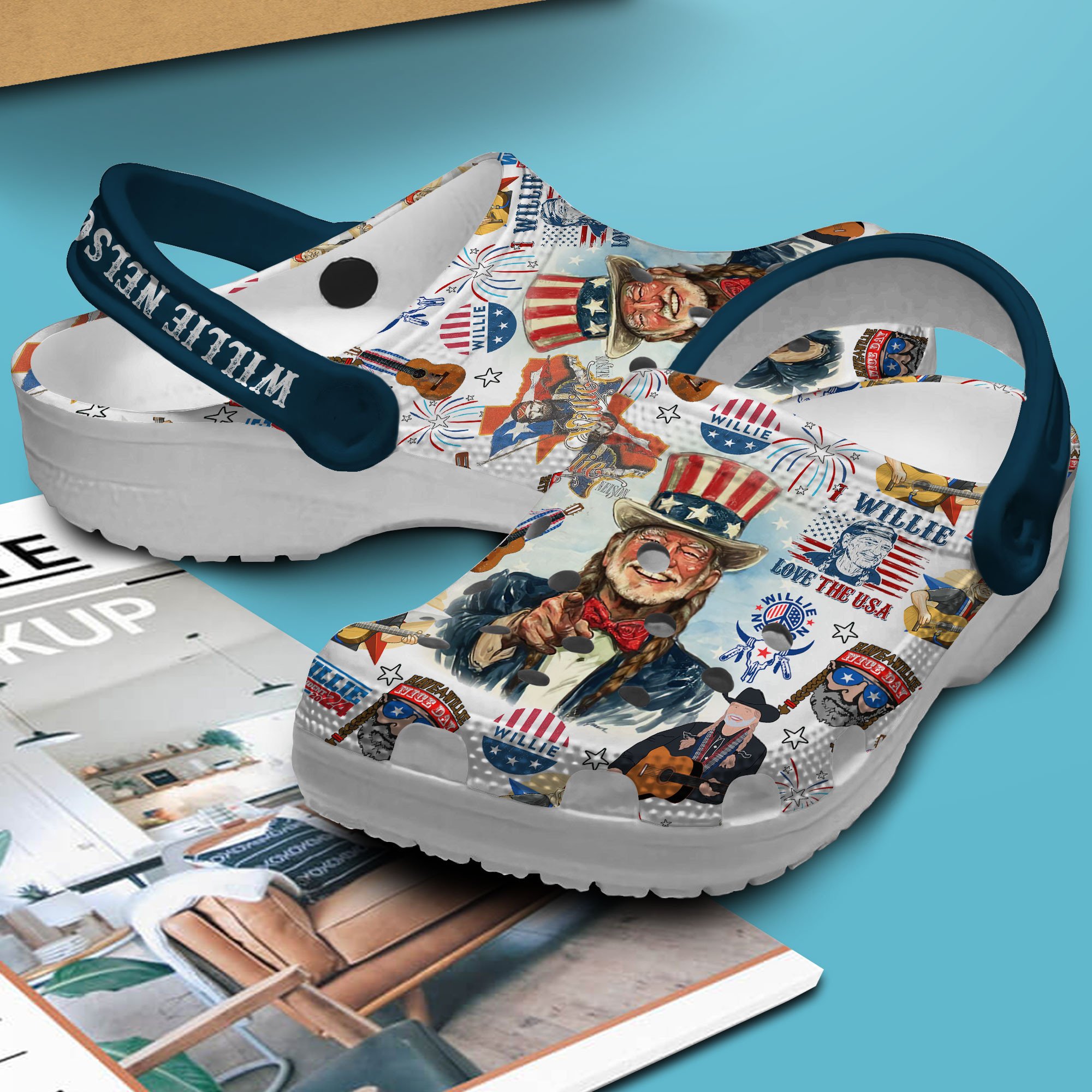 Merchidea Willie Nelson Music Crocs Crocband Clogs Shoes Comfortable For Men Women and Kids